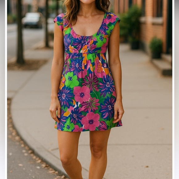 TIBI Silk Blend Off The Shoulder Colorful Dress Size Small Cut Out - Picture 1 of 6